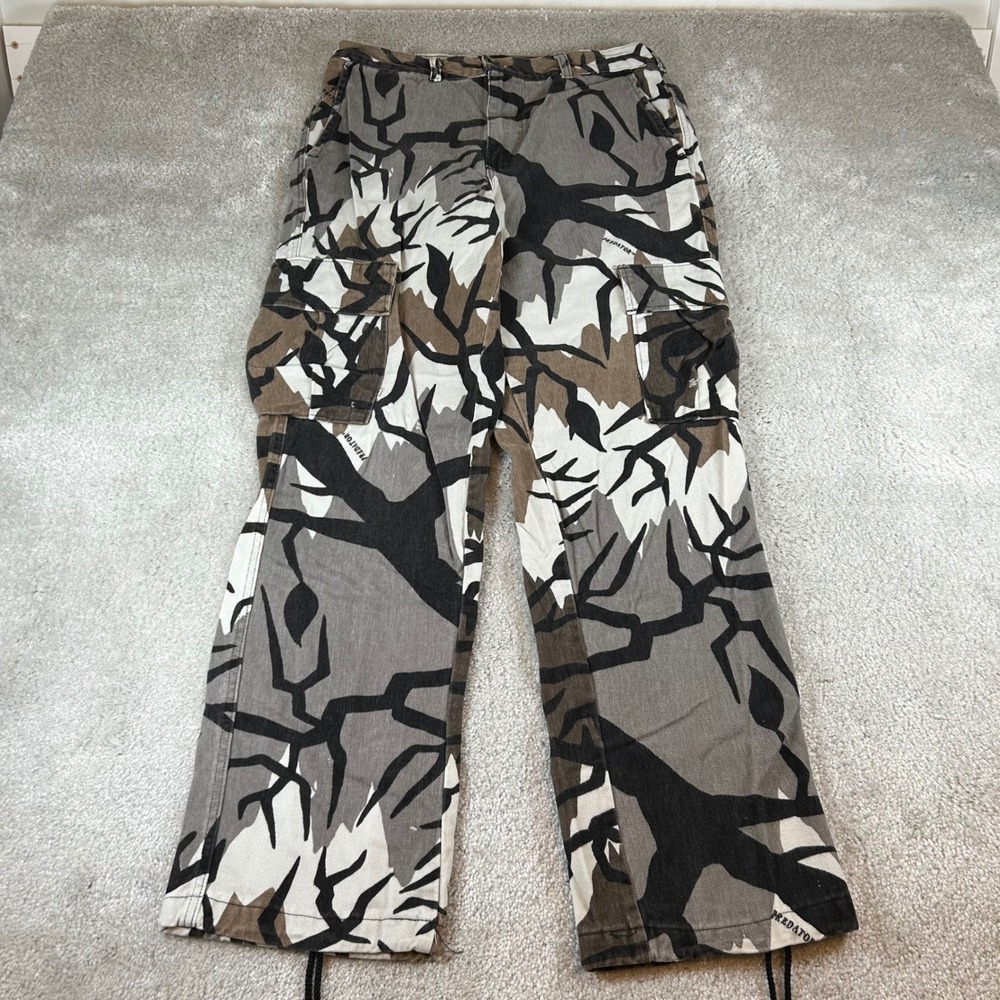 Predator Camo Cargo Pants Men's Multi-Pocket Baggy Outdoor Hunting Size M 31X31